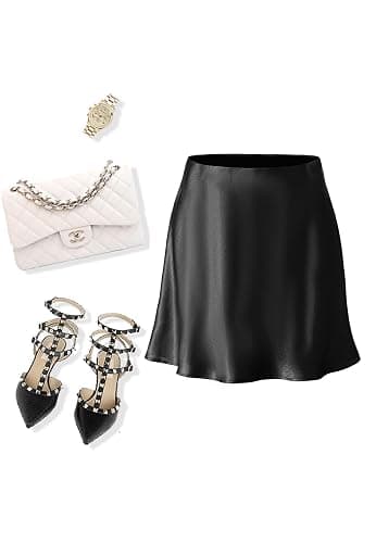 ALCEA ROSEA Women's Elegant Silky Satin Mini Skirt High Waist Short Skirt Leopard Print Mini A Line Skirts for Women thumbnail 5