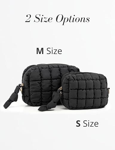 Yarnic Quilted Makeup Bag Puffy Cosmetic Bag, Travel Toiletry Bag for Women, Cute Makeup Bag Organizer Puffer Makeup Pouch (S, Red) thumbnail 6