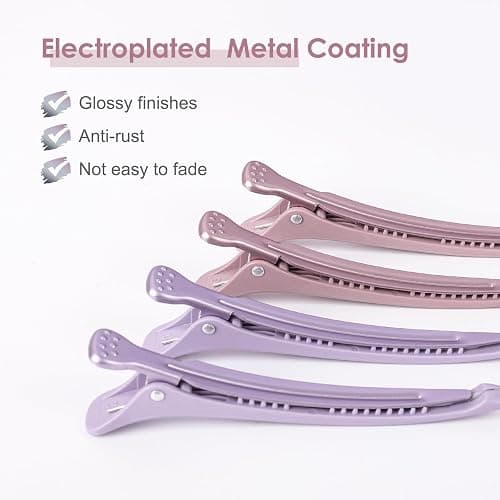 AIMIKE 4pcs Hair Clips for Styling: Sectioning No Crease Duck Billed Clips with Silicone Band, Salon Roller Clips for Women thumbnail 2