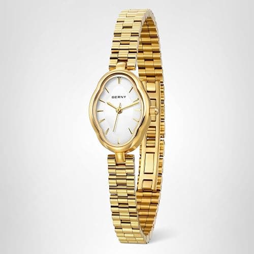 BERNY Watches for Women Dainty Ladies Quartz Watch Vintage Copper Mirrors Shape Japanese Quartz Movement 3ATM Waterproof Fashion Female Wrist Watch Luxury Birthday Gifts thumbnail 9