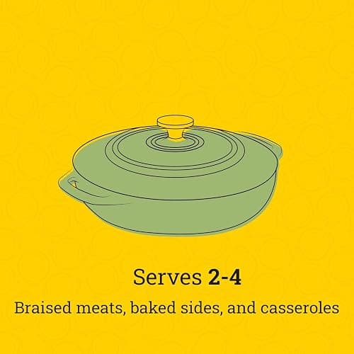 Lodge 3.6 Quart Oval Enameled Cast Iron Braiser Pan Casserole With Lid – Dual Handles – Stovetop, and Oven Safe up to 500° F - Use to Marinate, Cook, Bake, Refrigerate and Serve – Desert Sage thumbnail 7