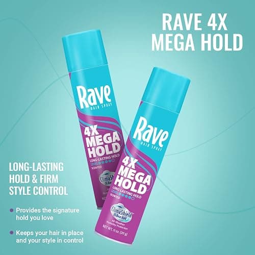 Rave 4X Mega Long-Lasting Firm Hold Scented Hair Spray for Heat Protection, Volume and Shine - ClimaShield for Extra Humidity & Minimizes Frizz thumbnail 5