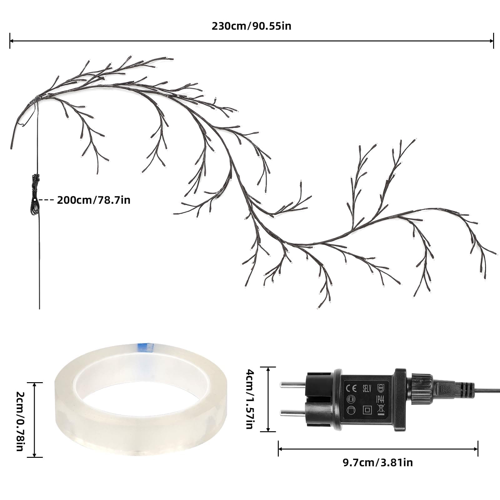 LED Light Tree, Light Trees, Wall Decoration, Home Interior Decoration, 144 LED Folding Lights Artificial Willow, for Wall, Bedroom, Living Room, Indoor Decoration thumbnail 5