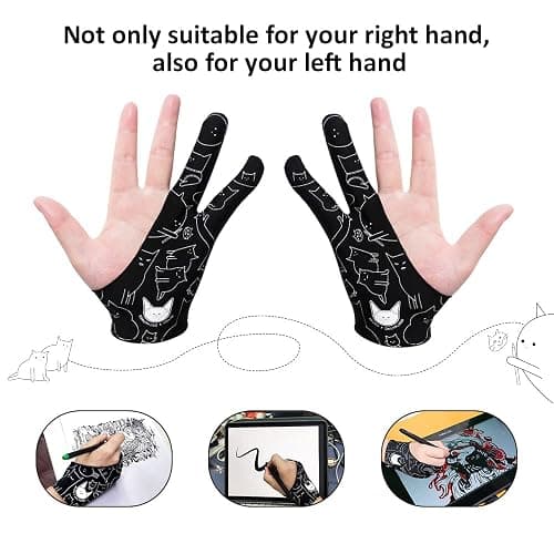XPPen Digital Drawing Glove - Two-Finger Artist Glove with Cute Cat Print, Suitable for Right and Left Hand thumbnail 3