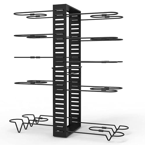 X-cosrack Pot Racks,10 Tier Adjustable Heights with Non-slip feet,6 DIY Methods,Expandable Kitchen Cabinet Pantry Pans and Pots Lid Organizer Rack Holder, Black thumbnail 8