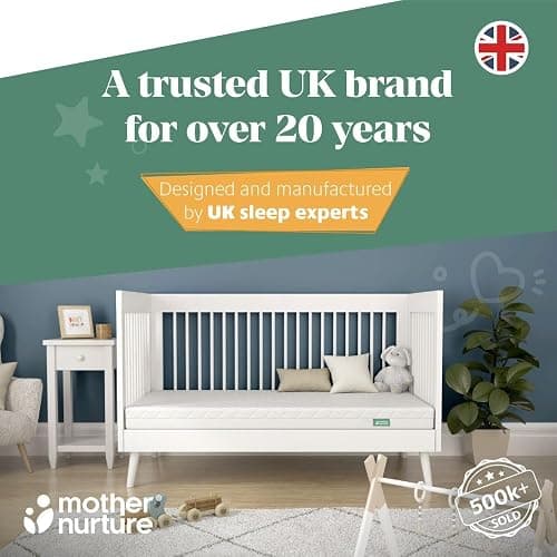 Mother Nurture Classic Eco Fibre Cot Bed Mattress - Reversible, Water Resistant, Baby Cot Mattress, Firm & Supportive, Hypoallergenic Easy Clean Quilted Cover, White, BSI Tested - Size 120 x 60 x 5cm thumbnail 3