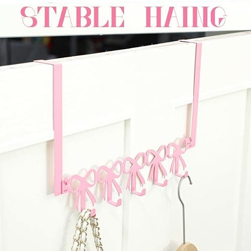 AceOrbit Pink Bow Over The Door Hooks Hanger thumbnail 4