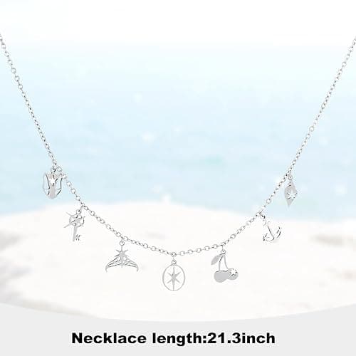 Inspired Necklace with 7 Charms Stainless Steel Pendant Women Jewelry Chain | for Katseye The Wild World Tour Concert Chain Jewelry Accessory Merch Gift thumbnail 2