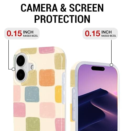 GEQCDBN Compatible with iPhone 17 Case, Trendy Cute Colorful Checkered Girly Soft Slim TPU Shockproof Aesthetic Protective Phone Case Cover for Women Girls 6.1" thumbnail 3