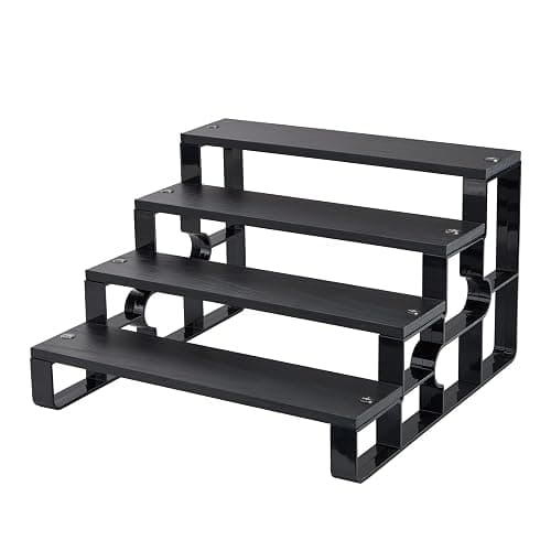 4 Tier Perfume Organizer for Dresser,Black Wood Cologne Stand for Men,Mens Shelf Decor for Bedroom,Perfume Holder for Bathroom,Risers Display Stands for Makeup,Party,Figures,Cupcake(Width=11.2") thumbnail 3