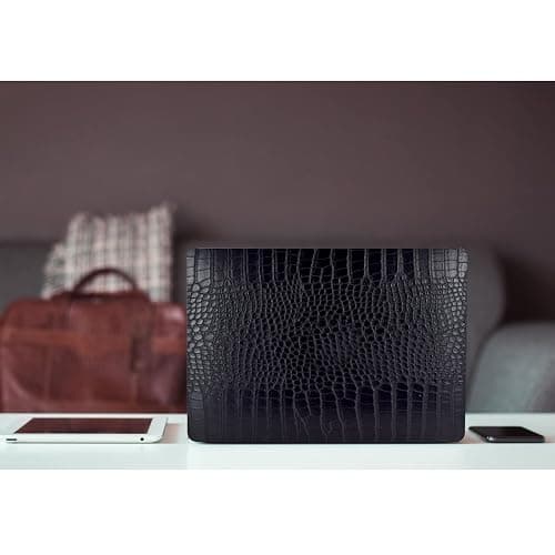 KEROM Compatible with Crocodile MacBook Air 13 inch Case 2021 2020 2019 2018 M1 A2337 A2179 A1932, Textured Elegant Luxury Aligator Skin Snakeskin PU Leather Hard Shell & Keyboard Cover, Black thumbnail 6