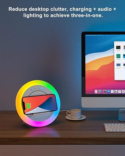 SIDVAR Bluetooth Speaker Night Lightsr,Wireless Charging Modern Speaker,Best Teenage Birthday Gift Ideas Applicable for Bedroom/Tween Girls Gifts/Please use The Original Adapter thumbnail 7