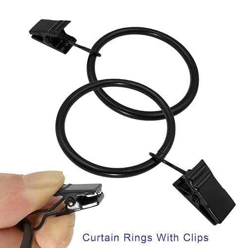 AMZSEVEN 40 Pack Metal Curtain Rings with Clips, Drapery Clips Hooks, Decorative Curtain Rod Clips 1.5 in Interior Diameter, Vintage Black thumbnail 5