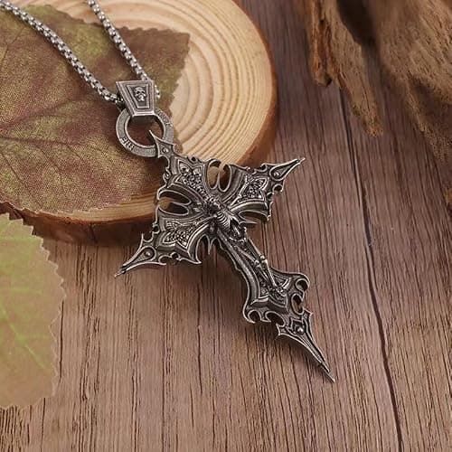 Yuoos Vintage Gothic Cross Skull Pendant Necklace for Women Punk Halloween Goth Jewelry Gift for Women thumbnail 4