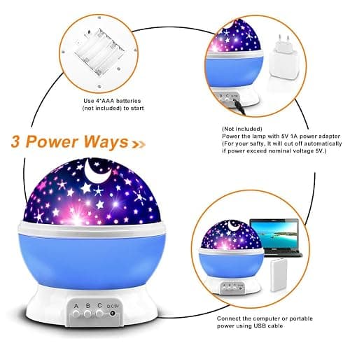 Star Projector Night Light for Kids, Kid Night Light Projector with Glow in The Dark Stars, Nightlight for Kids Room Decor, Gifts for 3 4 5 6 Year Old Boys Birthday Toys Blue thumbnail 6