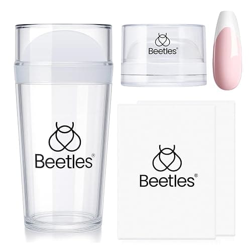 Beetles Nail Stamp, 4Pcs French Tip Tool Easy Manicure Nail Stamper Single Head Soft Silicone Long & Short French Tip Stamp Tool with 2Pcs Nail Scraper Decorations Gift for Women - Image 1