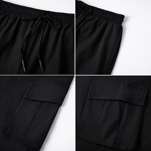 WZIKAI Men's Baggy Cargo Pants Elastic Drawstring Parachute Cargo Pants Casual Loose Fit Joggers Hiking Pants with Pockets thumbnail 6