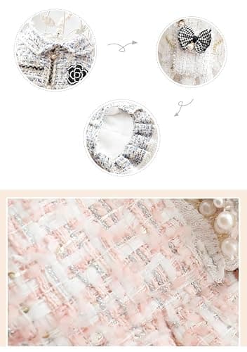 Dog Princess Dresses for Small Dogs Lolita Clothes Tweed Costume White Pet Girl Cute Coat Outfits Fall Costumes (L,White) thumbnail 6