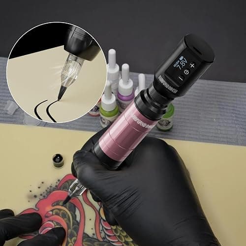 Wormhole Tattoo Gun Kit, Wireless Tattoo Machine Kit Complete Tattoo Practice Kit Rechargeable Cordless Tattoo Power Supply Portable 1500mAh with LED Digital Display for Tattooist WTK260 thumbnail 7