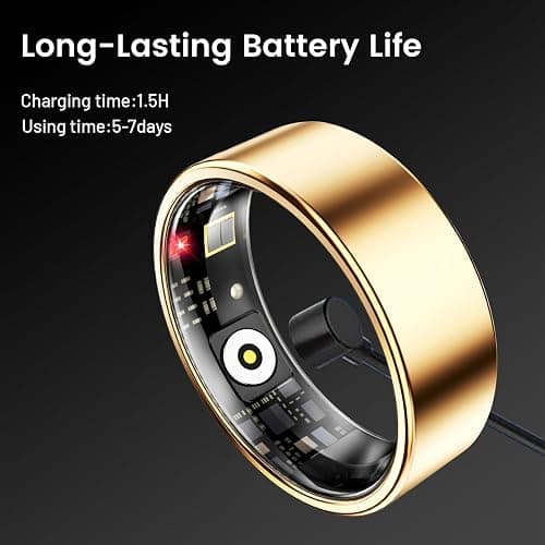 Mirlray Smart Ring for Women & Men, Smart Ring Health Tracker, Blood Oxygen & Heart Rate Monitor, Long Lasting Battery Sleep Ring, Waterproof Fitness Ring (Rose Gold, 7) thumbnail 6