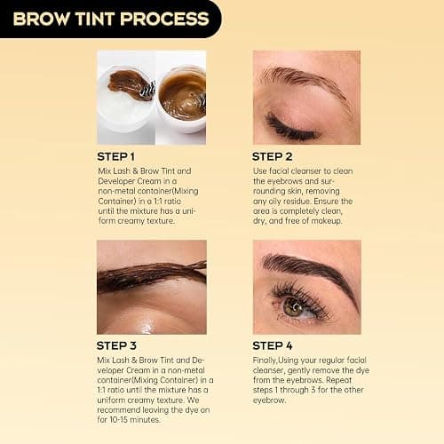 Eyebrow Color Kit, Professional Formula Eyelash and Brow Color Kit with Complete Tools for Salon Or at Home Use, Natural Ingredients Long Lasting Safe & Easy to Use - Brown thumbnail 6