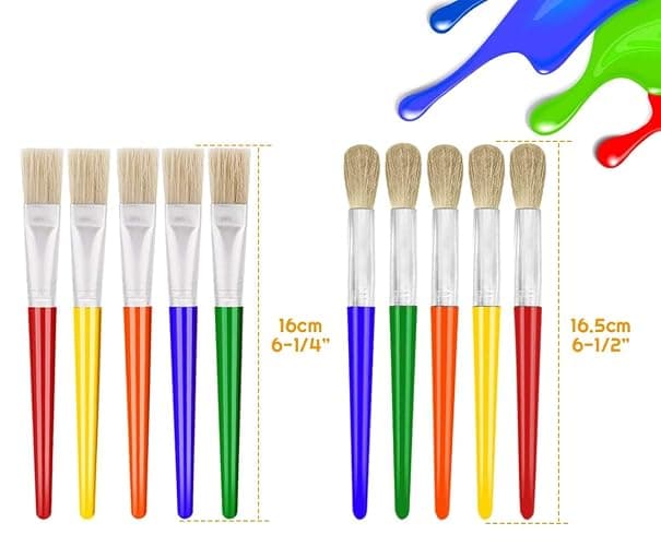 10Pcs Paint Brushes for Kids, Anezus Kids Paint Brushes Toddler Large Chubby Brushes Round and Flat Preschool Painting Brushes for Washable Paint Acrylic Paint thumbnail 3