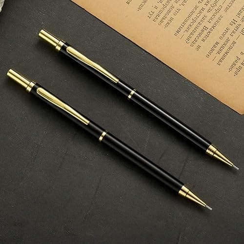 MROOFUL Luxury Full Metal Mechanical Pencil 0.5mm Lead Gold Silver Pen Holder with Gift Box Art Sketch Painting Pencil Korean School Stationery (Gold) thumbnail 7