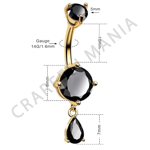 CM Crareesi Mania Belly Button Ring Dangle Belly Rings 316L Surgical Steel Belly Button Piercing Jewelry Teardrop Navel Ring for Women thumbnail 3