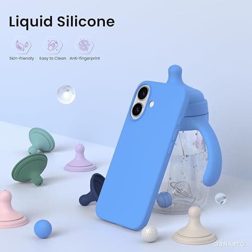 ORNARTO for iPhone 16 Case 6.1", Slim Liquid Silicone,Sky Blue | Silky-Soft Touch, Shockproof Protection, Anti-Fingerprint Finish, Lightweight Design, Microfiber Lining, Responsive Buttons thumbnail 3