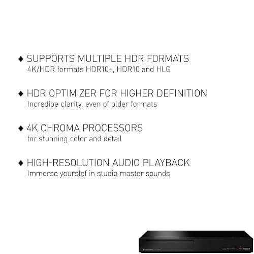 Panasonic 4K Blu Ray Player, Ultra HD Premium Video Playback and Hi-Res Audio - DP-UB154P-K DVD Player (Black) thumbnail 2