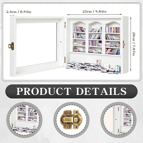 WQLLWFC Anxiety Mini Bookshelf Miniature Library Decor with 300pcs Mini Books，Small Bookshelf Book Organizer for Book Lovers,Relieving Gifts to Get Rid of Your Anxiety (White) thumbnail 3