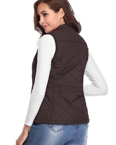 Fuinloth Women's Quilted Vest, Stand Collar Lightweight Zip Padded Gilet thumbnail 5