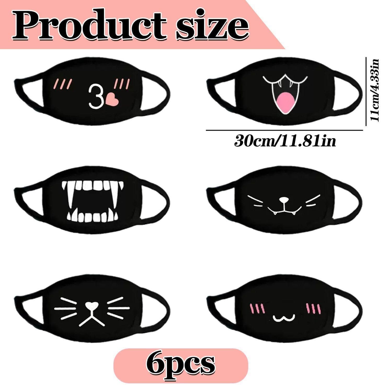 Contains 6 Beautiful Masks, Anti-Topolvo Masks, Creative Pattern Masks, Protective Masks, Cartoon Masks, Reusable Masks thumbnail 2