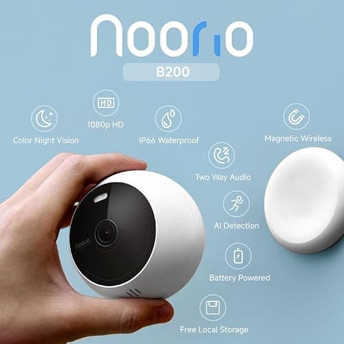 Noorio B200 2-Cam Kit with Hub, Wireless Security Camera System for Home, Indoor/Outdoor 1080p Cameras, Battery Powered, Motion Activated, Color Night Vision, Compatible with Alexa thumbnail 2