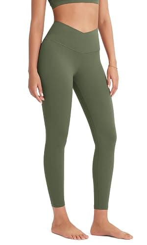 ODODOS Women's Crossover Leggings with Back Pocket, 23" / 25" / 28" Buttery Soft V High Wasit Lounge Yoga Pants - Image 1