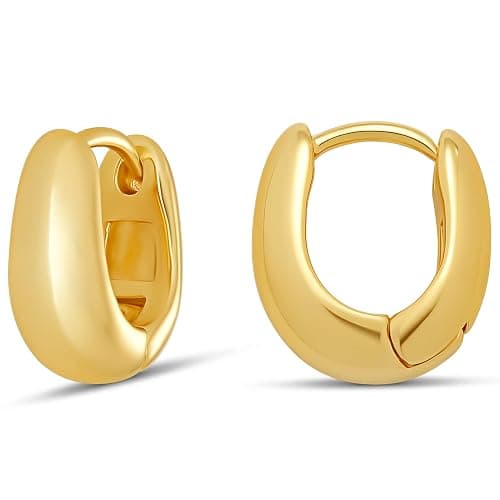 Amazon Essentials 14K Gold or Sterling Silver Plated Teardrop Huggie Hoop 12mm - Image 1