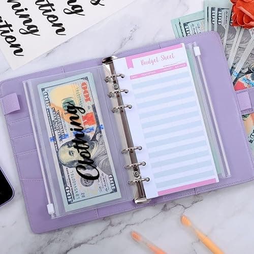 SKYDUE Budget Binder, Money Saving Binder with Zipper Envelopes, Cash Envelopes and Expense Budget Sheets for Budgeting thumbnail 2