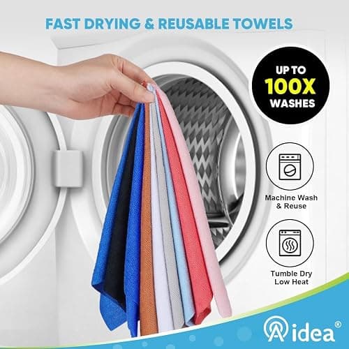 AIDEA Microfiber Cleaning Cloth Roll 55 Sheets, Black Microfiber Towels for Cars, Shop Rags Washable, Cleaning Rags Reusable Paper Towels for Automotive, Workshops, House, Cleaning Supplies 11×9" thumbnail 6