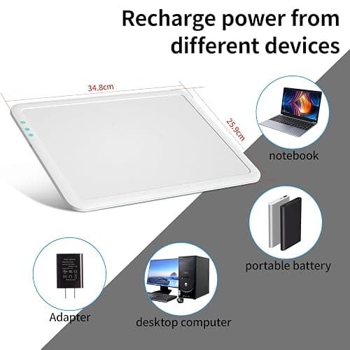 TOHETO A4 Rechargeable Led Super Bright Light Pad Powered by 3500mAh Lithium Battery for Cricut Weeding Vinyl Tool, Portable Wireless Light Board/Box for Tracing, Diamond Painting, Sketching & Drawing thumbnail 6