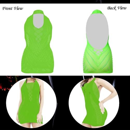 Geyoga 12 Pieces Women's Fishnet Lingerie Mesh Babydoll Bodysuit Lace Smock Lingerie for Women (Fresh Color) thumbnail 5