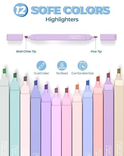 Nicpro 57 PCS Aesthetic Book Annotation Kit with Pen Case, 12 Dual Highlighters, 5 Gel Pens, 6 Mechanical Pencil, 2 Markers 1200PCS Transparent Sticky Notes and Tabs for Bible Study Student Stationary thumbnail 4