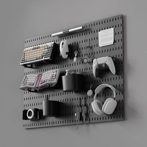 Gliging Controller and Keyboard Holder Wall Mount, Modular Gaming Pegboard with Accessories, Wall Organizer Peg Board for Keyboard Xbox PS5 PS4 Switch, Video Game Storage(33″×22″) thumbnail 4