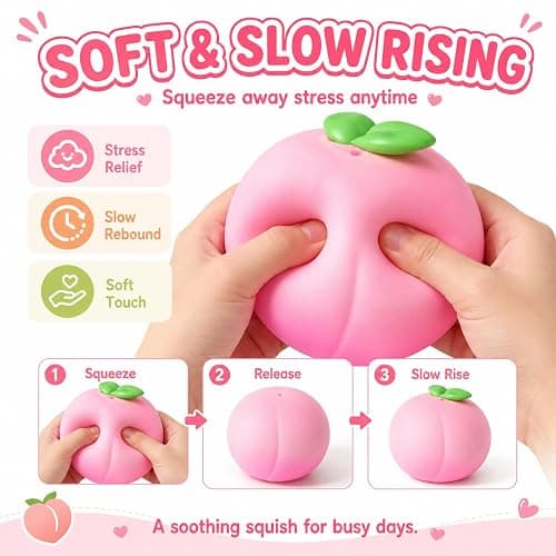 Giant Peach Squishy,Peach Peach Toys Slow Rising Soft Peach Fruit Toy, Stress Relief Squishy (1pc) thumbnail 6