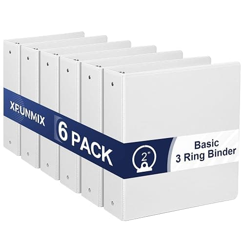 2-Inch 3-Ring Binder with Pockets, 2’’ Premium View Binders with Three Ring Binders Holds up to 450 Sheets US Letter Size, Bulk Pack of 6, Perfect for Home, Office, and School(XY014-WH) - Image 1