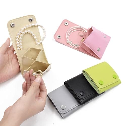 SimplCharm 3"x3" Mini Jewelry Rolls for Women Microfiber Jewerly Jewelry Organizer Pouch Snap Button Traveling Bracelet Bag (blue) thumbnail 2