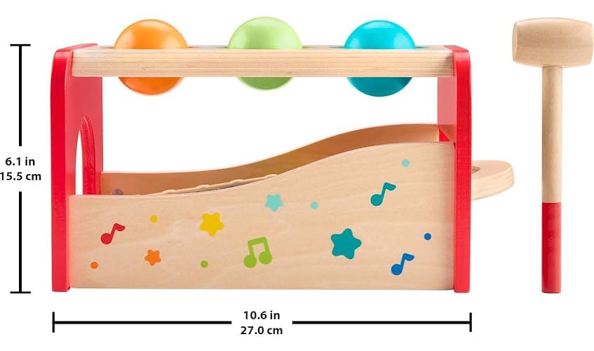 Fisher-Price Wood Toddler Toy Pound & Tap Bench Xylophone, 6-Piece Wooden Musical Activity for Preschool Kids Ages 18+ Months thumbnail 2