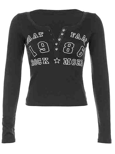 Xineicy vintage black womens long-sleeve top thumbnail 4