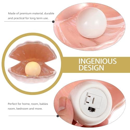 IMIKEYA Shell Pearl Night Light: LED Pearl Lamp for Kids Room, Bedroom, Living Room Home Decor (Pink) thumbnail 4