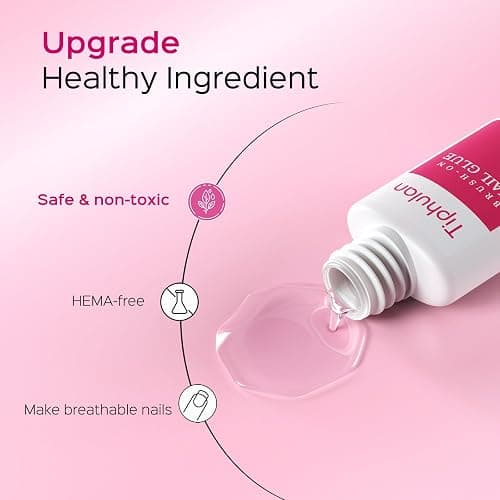TIPHULAN Super Strong Nail Glue for Press Ons & Nail Tips, 4 Tubes | 28 mL Brush On Nail Glue-No UV Needed, Precision Brush Applicator, HEMA-Free, Long-Lasting for Salon, Travel and At-Home DIY thumbnail 4