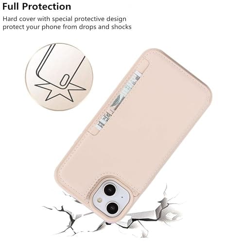 iCoverCase Compatible with iPhone 15 Wallet Phone Case with Card Holder for Women Men, [RFID Blocking] Card Slots PU Leather Protective Wallet Case 6.1 Inch (Beige) thumbnail 8